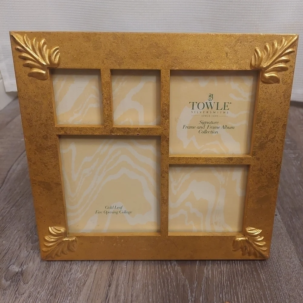 TOWLE Silversmiths gold leaf collage picture frame